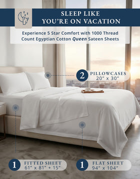 Lane Linen satin weave queen sheets with silky finish for hotel-style elegance