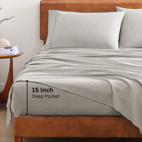 Lane Linen Snowdrop king fitted sheet with deep pockets on mattress.