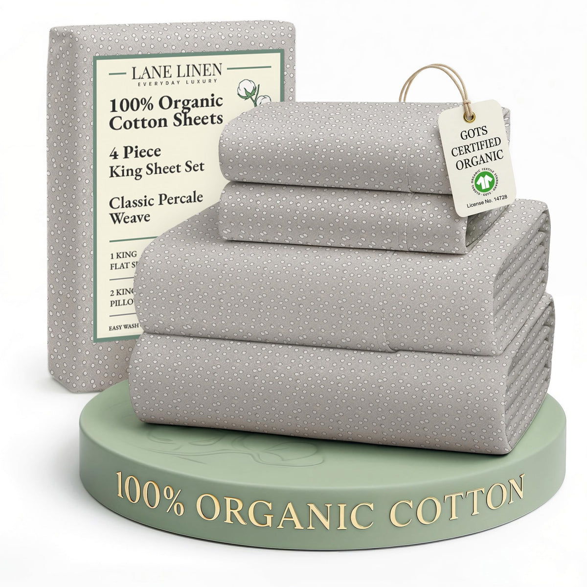 Lane Linen Snowdrop percale closeup showing breathable organic cotton fabric.