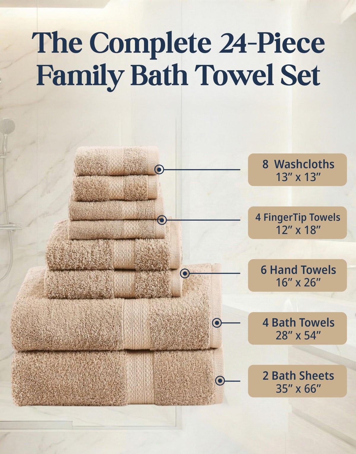 Lane Linen soft towels folded in a neat stack for daily use
