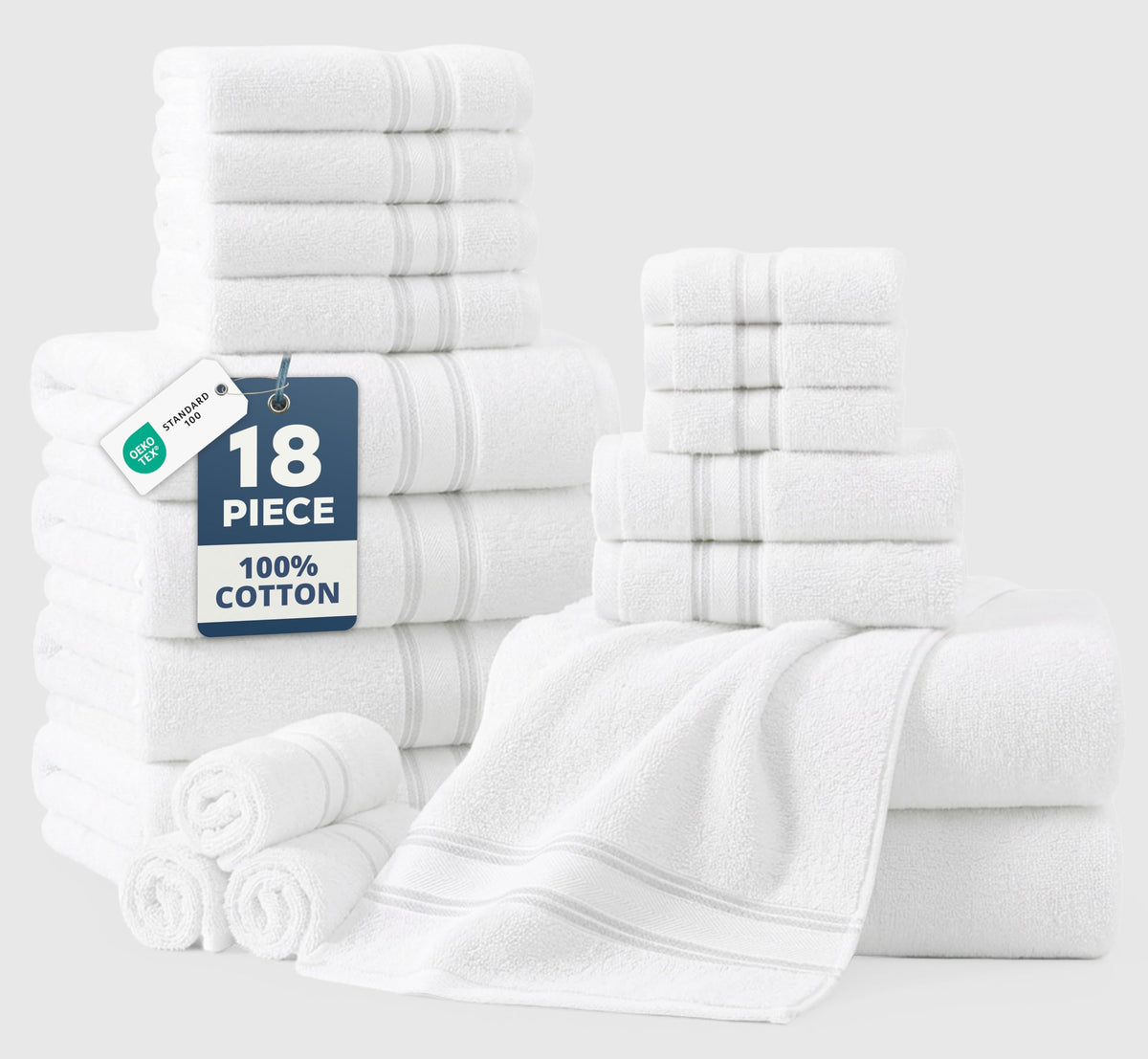 LANE LINEN Towel Set 18 on display shows plush bath towels for hotel-like comfort