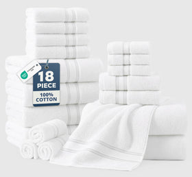 LANE LINEN Towel Set 18 on display shows plush bath towels for hotel-like comfort