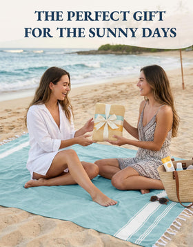 Lane Linen sand free bag simplifies beach cleanup and packing