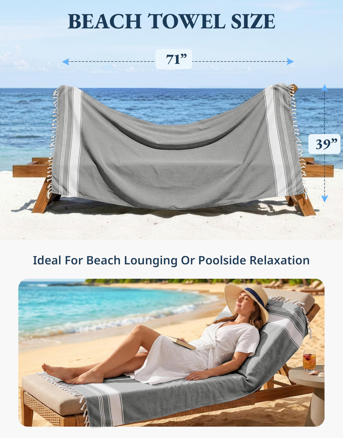 Lane Linen travel-friendly towels fold compactly for easy packing and carry.