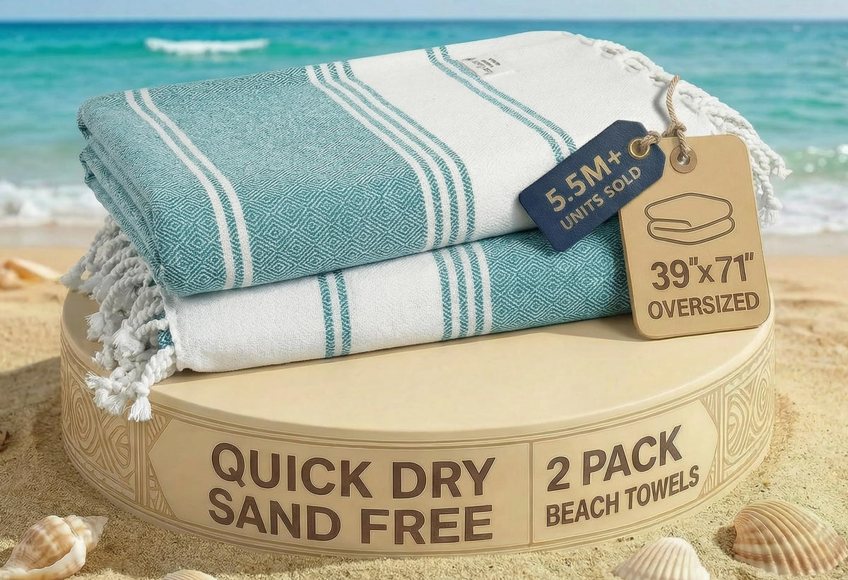 LANE LINEN Turkish Beach Towels 2-Pack: soft, oversized comfort for sun-soaked days.