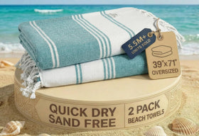 LANE LINEN Turkish Beach Towels 2-Pack: soft, oversized comfort for sun-soaked days.