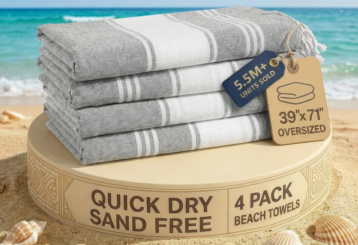 Lane Linen Turkish beach towels 39x71 inches offer oversized comfort for poolside lounging.