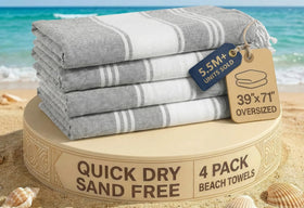 Lane Linen Turkish beach towels 39x71 inches offer oversized comfort for poolside lounging.