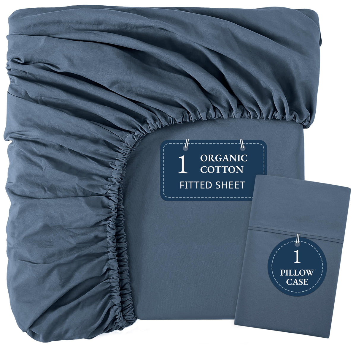 Lane Linen twin fitted sheet navy with breathable percale weave for comfort