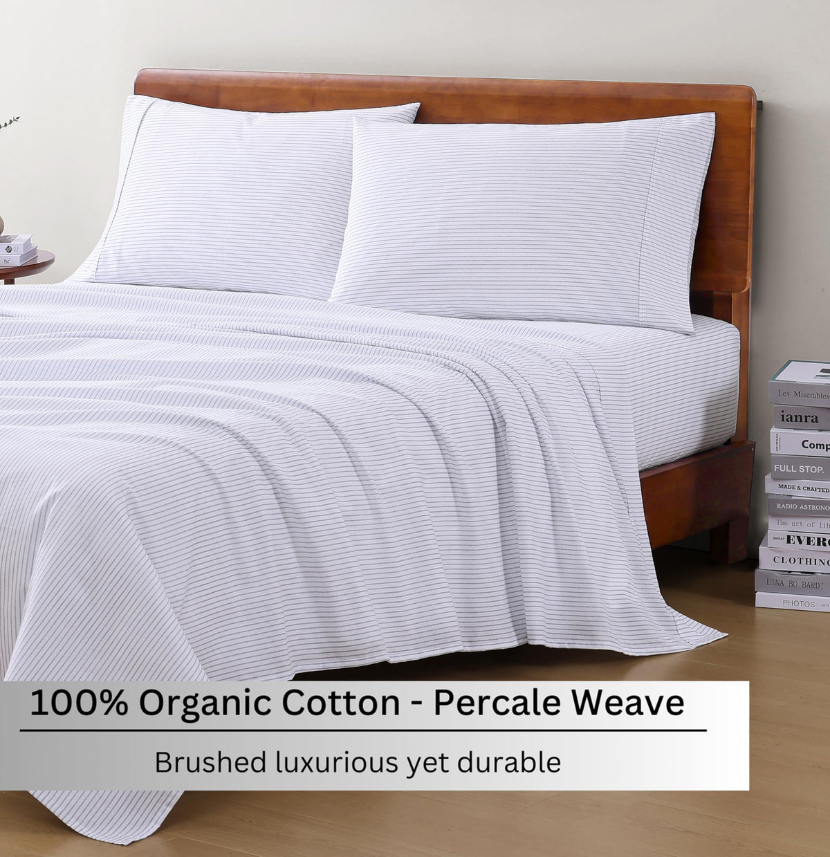 Lane Linen twin fitted sheet with deep pockets ensures a snug, secure fit.