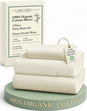 Lane Linen twin flat sheet with hotel-crisp percale texture and generous coverage.