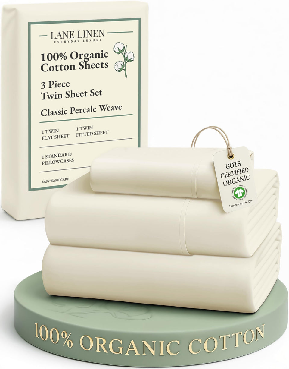 Lane Linen twin flat sheet with hotel-crisp percale texture and generous coverage.