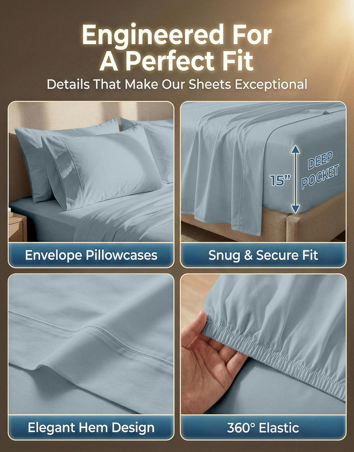 LANE LINEN two queen pillowcases complete the four-piece set