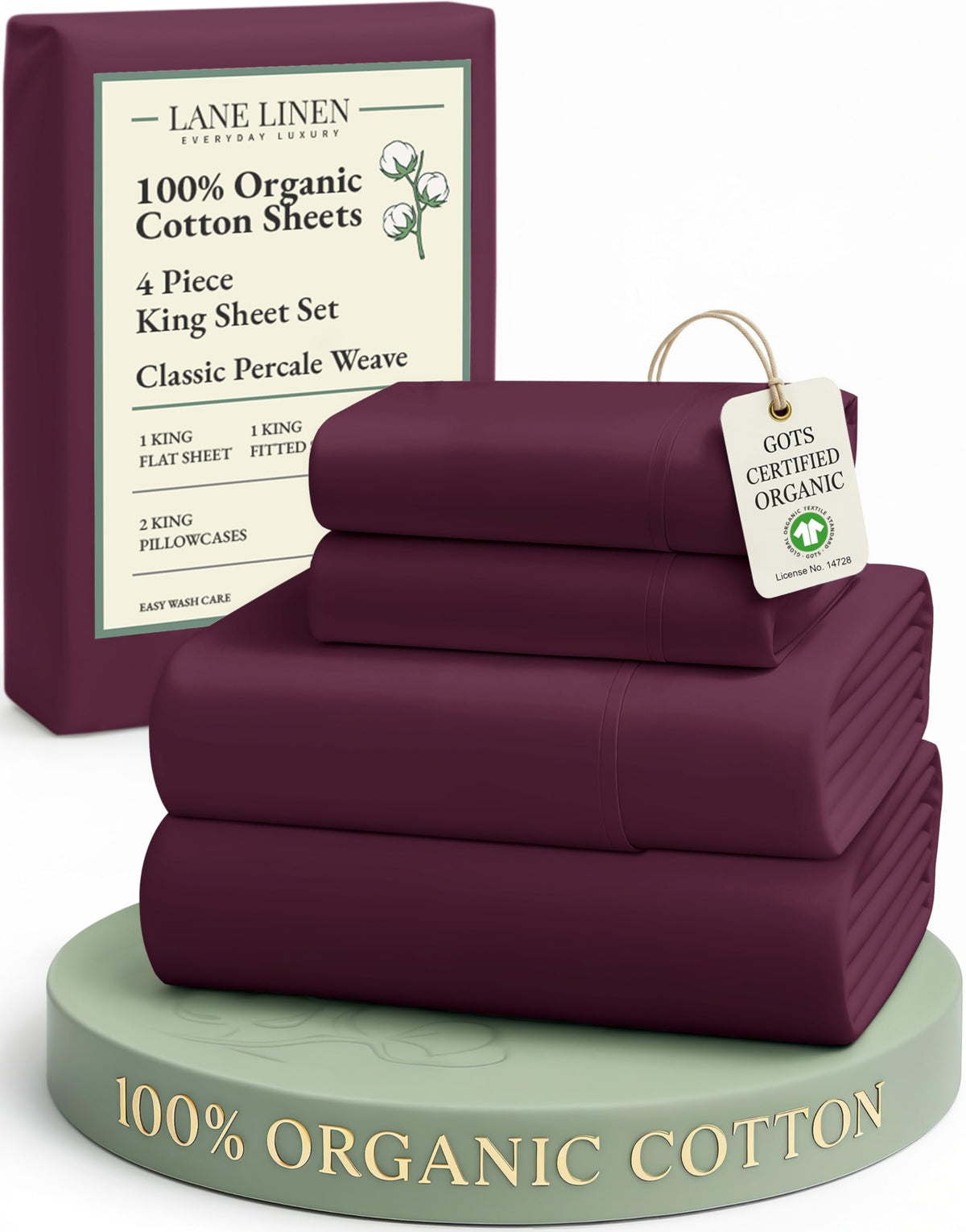LANE LINEN Windsor Wine flat sheet showing hotel-quality percale softness