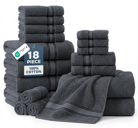 Lane Linen zero-twist bath towels 18-pack—durable, highly absorbent for everyday luxury.