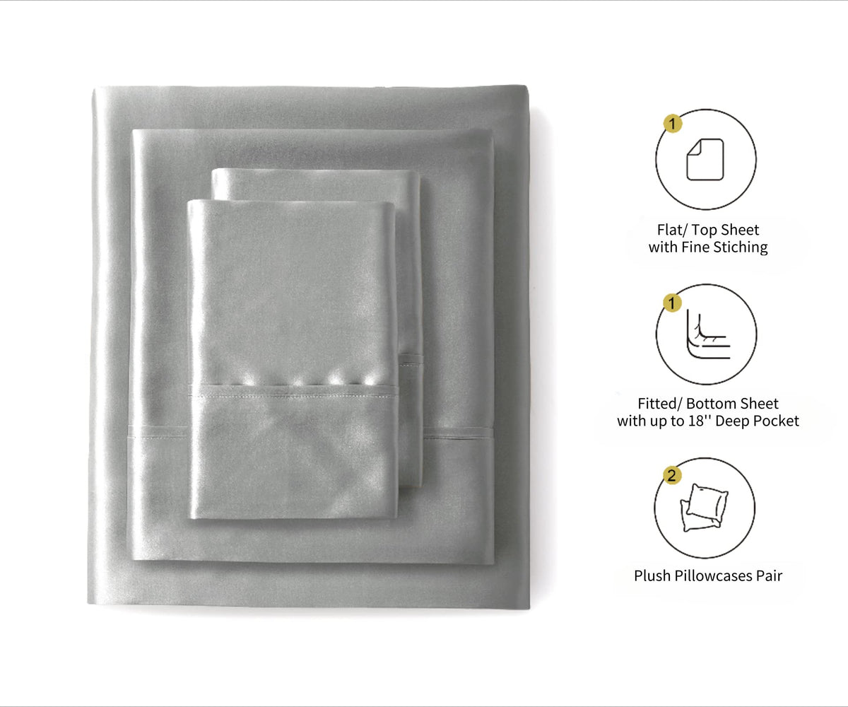 Lanest Housing Silk Satin Sheets king set deep pocket fit for secure mattress anchoring