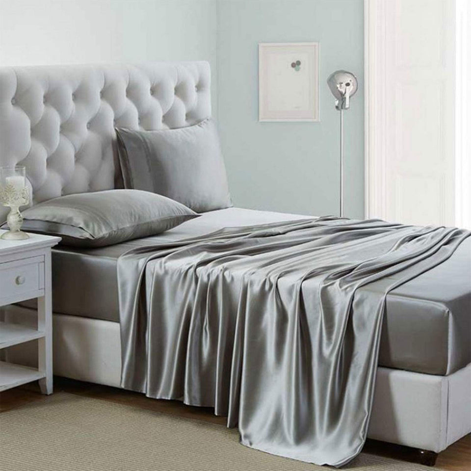 Lanest Housing Silk Satin Sheets close-up of fabric texture for luxury feel