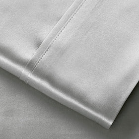 Lanest Housing Silk Satin Sheets king set shown on a king size bed for scale