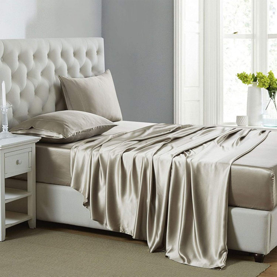 Lanest Housing satin sheets close-up texture for a luxurious feel.