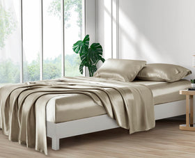 Lanest Housing satin sheets surface gentle on skin and hair.