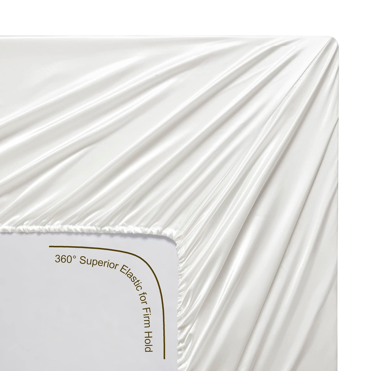 Lanest Housing ivory satin sheets create a calm bedroom ambience.