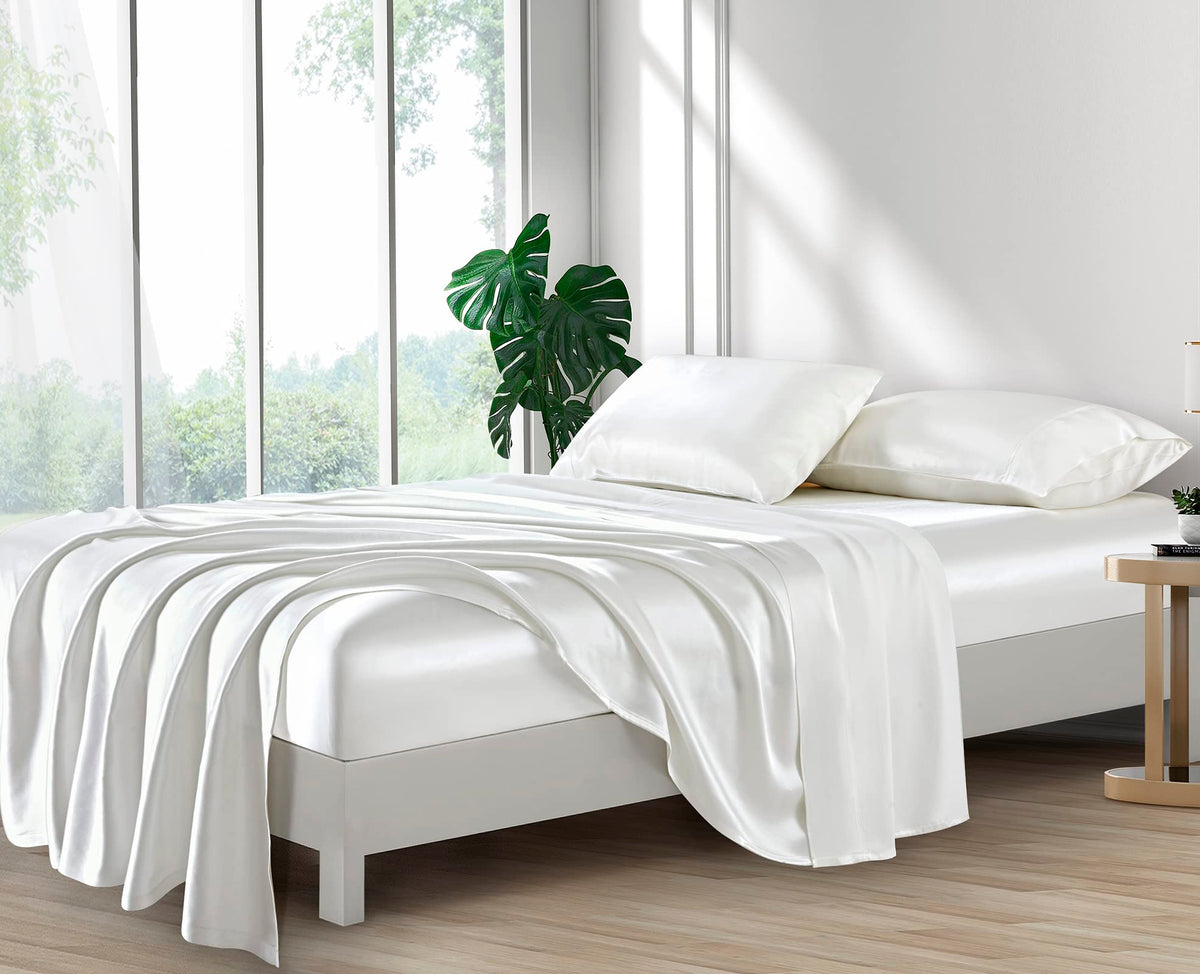 Lanest Housing satin sheets with silky surface for comfortable sleep.