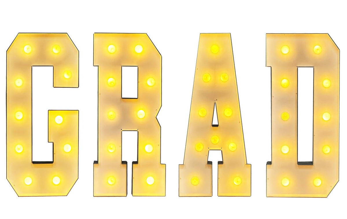 LANGXUN giant grad letters frame enhances party photos with dramatic scale.