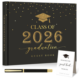 Lanpn graduation guest book with black hardcover for Class of 2026 celebrations