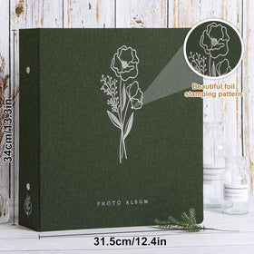 Close-up of linen cover with silver stamping for premium texture.