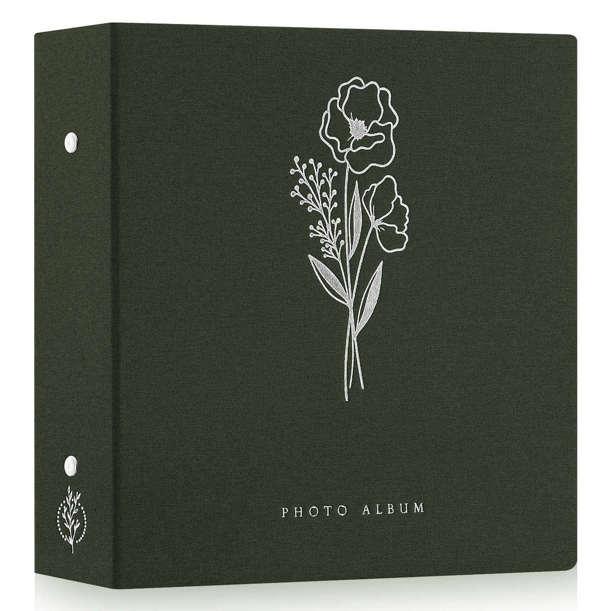 Lanpn photo album with green linen cover for organized memories.