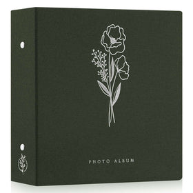 Lanpn photo album with green linen cover for organized memories.