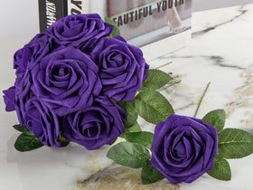 Lansdowns purple foam rose for home decor and seasonal displays.