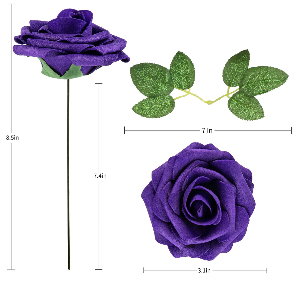 Lansdowns purple foam rose leaves add natural greenery to displays.