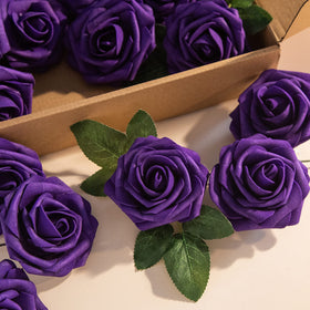 Lansdowns purple foam rose stem for sturdy vase arrangements.