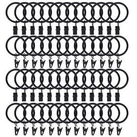 Lansian 100-pack curtain rings with clips show durable black metal finish.