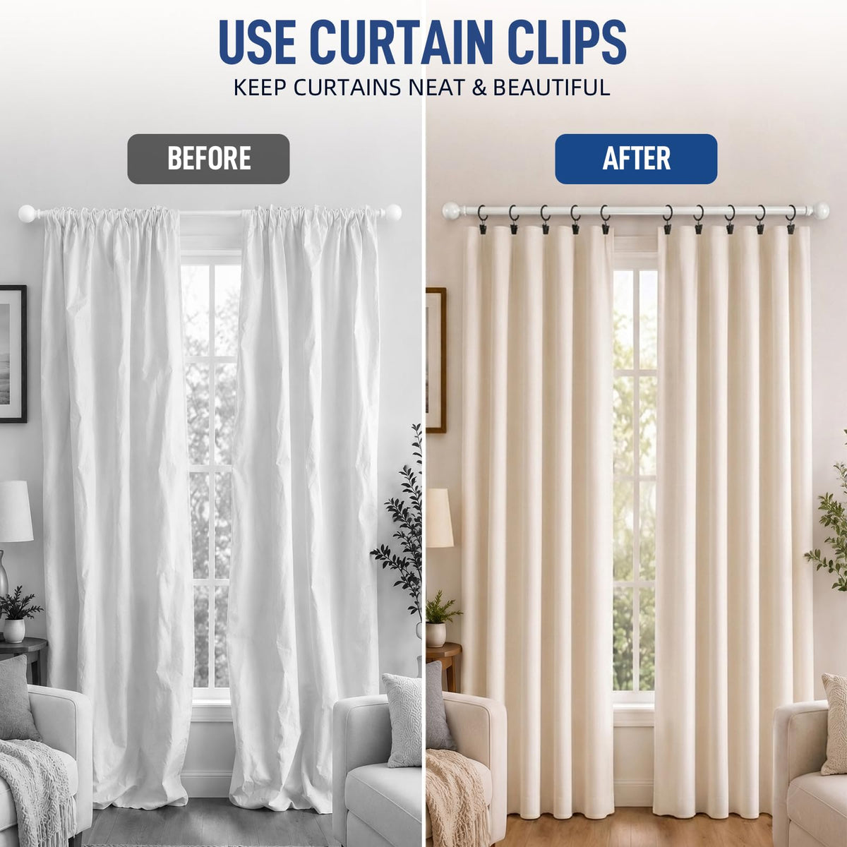 Lansian heavy-duty clip design supports heavier drapes without sag.