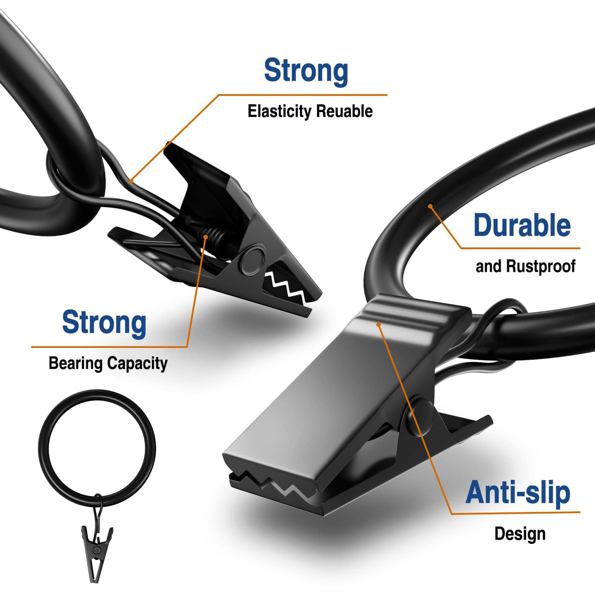 Lansian elegant black finish enhances any room while keeping curtains secure.