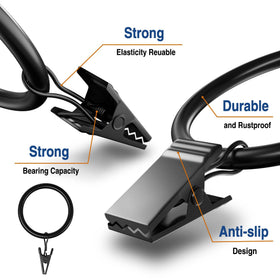 Lansian elegant black finish enhances any room while keeping curtains secure.