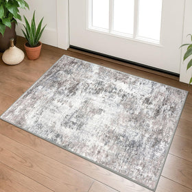 Lansny 2x3 rug abstract gray beige; soft texture ideal for entryways