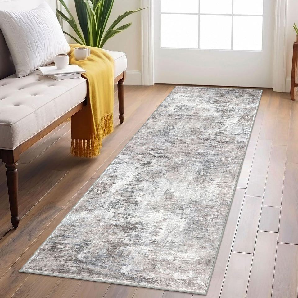 Lansny Abstract Runner Rug in hallway texture for cozy, stylish foot traffic