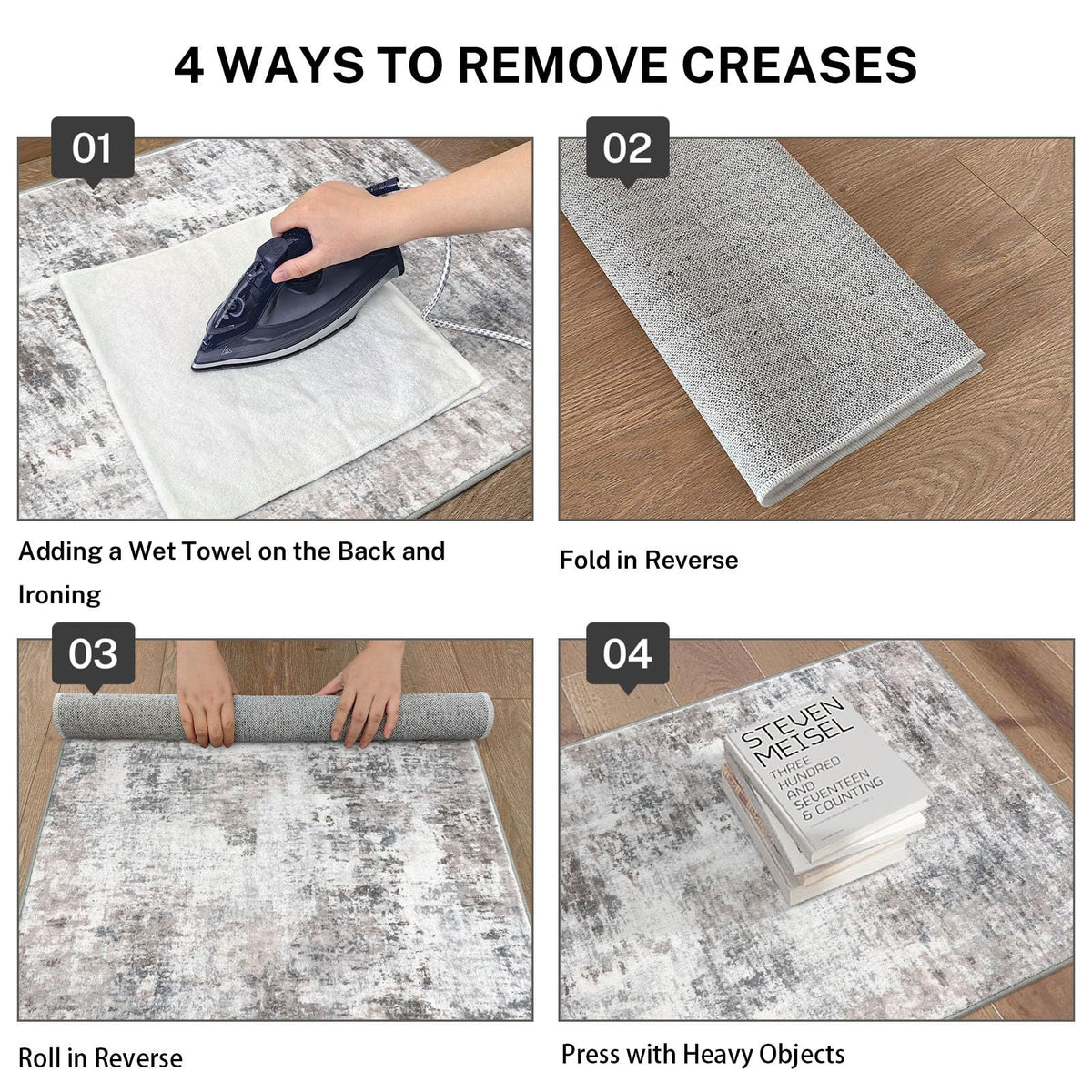 Lansny foldable rug for easy storage and seasonal decor changes