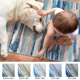 Lansny rug features a non-slip TPE backing to stabilize high-traffic areas