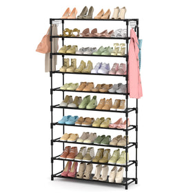 LANTEFUL 10-tier shoe rack in a closet showing full capacity