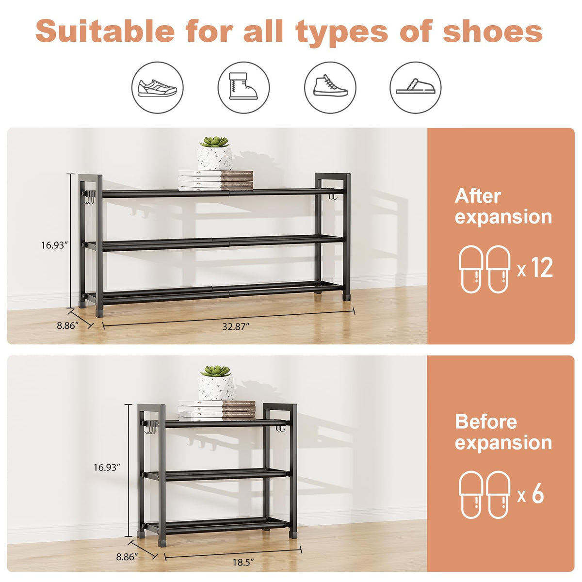 LANTEFUL 12-pair capacity demonstrates compact design for organized footwear.