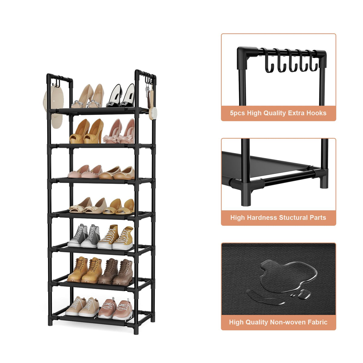 LANTEFUL shoe rack with five hooks for quick-access essentials.