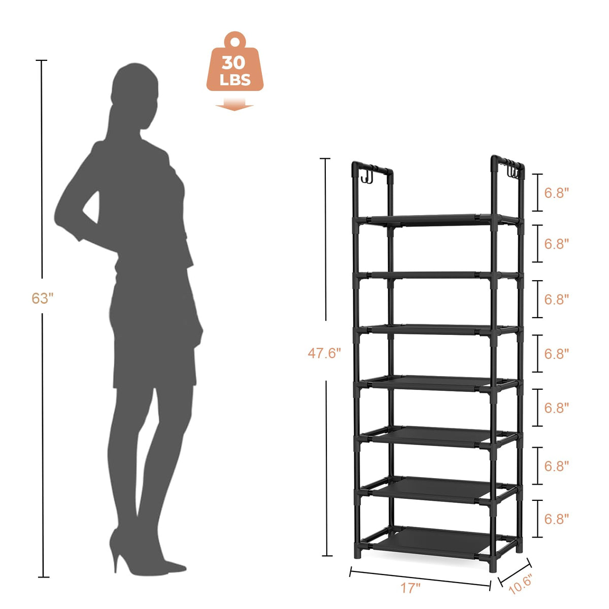 LANTEFUL rack interior image demonstrates removable shelf for boots.