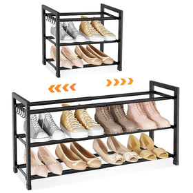 LANTEFUL adjustable shoe rack expanded view saves closet space.