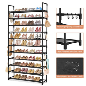 LANTEFUL free-standing metal shoe shelf provides sturdy home organization.