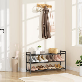 LANTEFUL shoe rack side view shows slim footprint for small entryways.