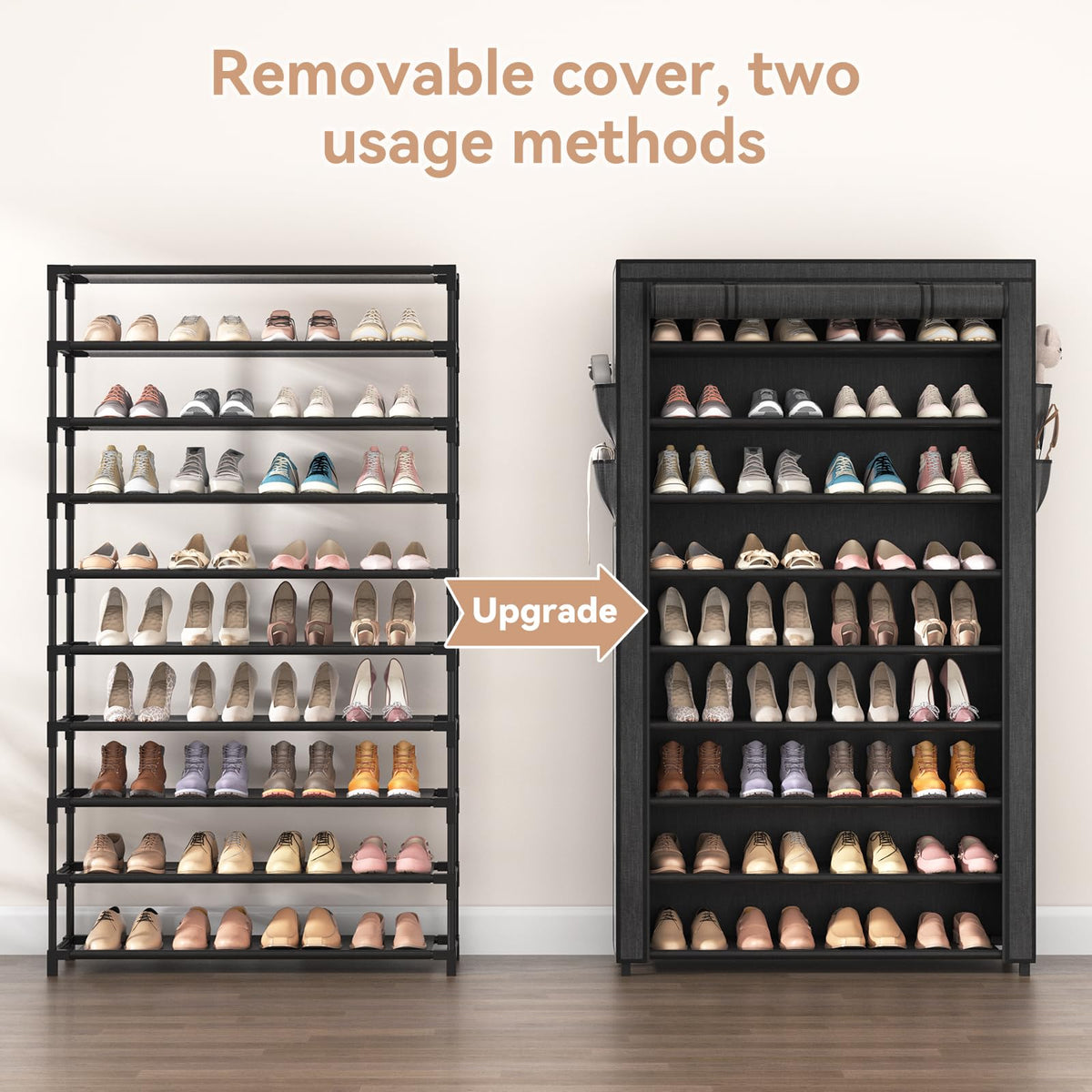 LANTEFUL sturdy-frame shoe organizer with metal tubes and reinforced joints